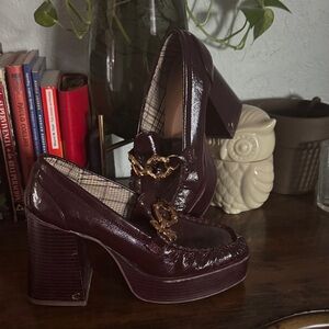 Chic Burgundy Platform Loafers